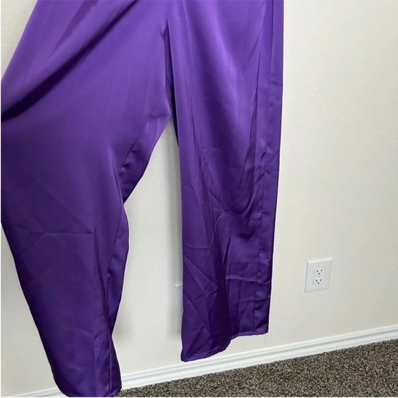 Katie May Robbie Satin Halter Jumpsuit Purple NWT - Picture 7 of 9